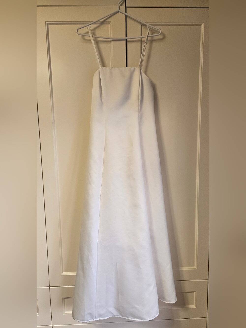 White A-Line Spaghetti Strap Wedding Dress
